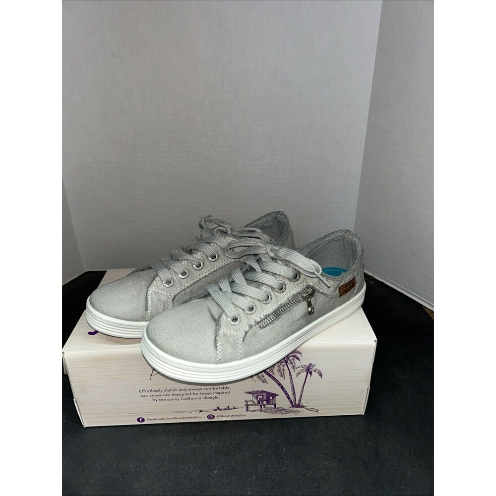 Blowfish Malibu Women’s 7.5 Foxie Sweet Gray Canvas Tie Shoes